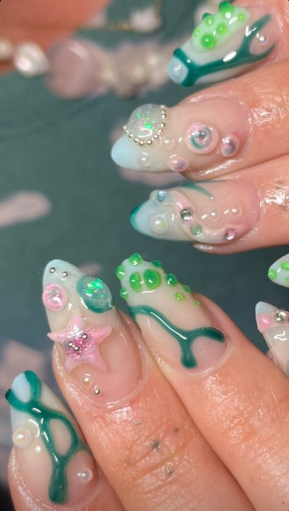 mermaid summer nails