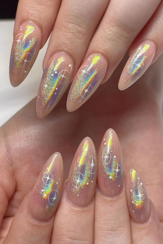 metallic summer nails