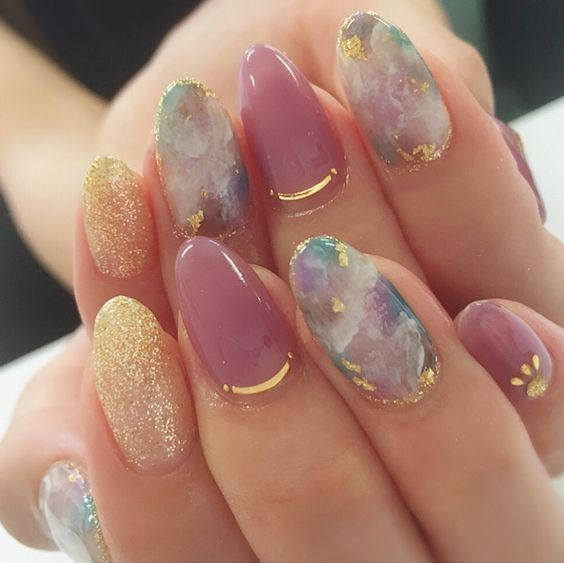 marble summer nails