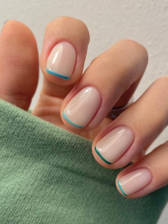 Colorful Thin French Tips for Summer Nails