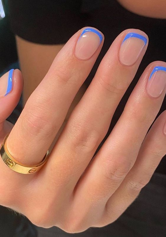 Colorful Thin French Tips for Summer Nails