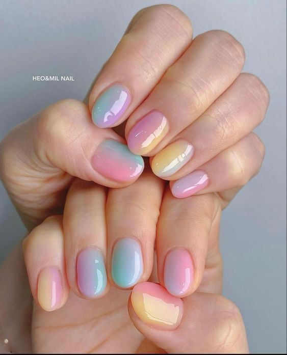 Mismatched Pastel Nails