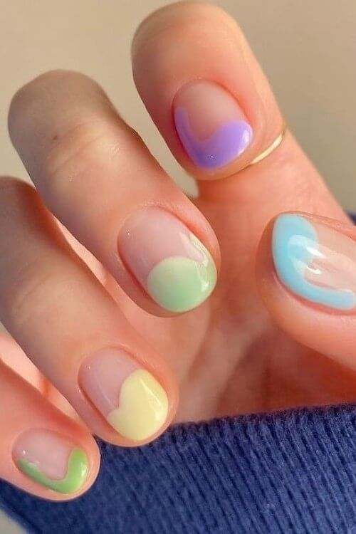 Mismatched Pastel Nails