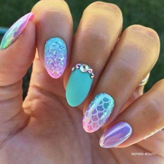 Colorful Summer Matte Nails