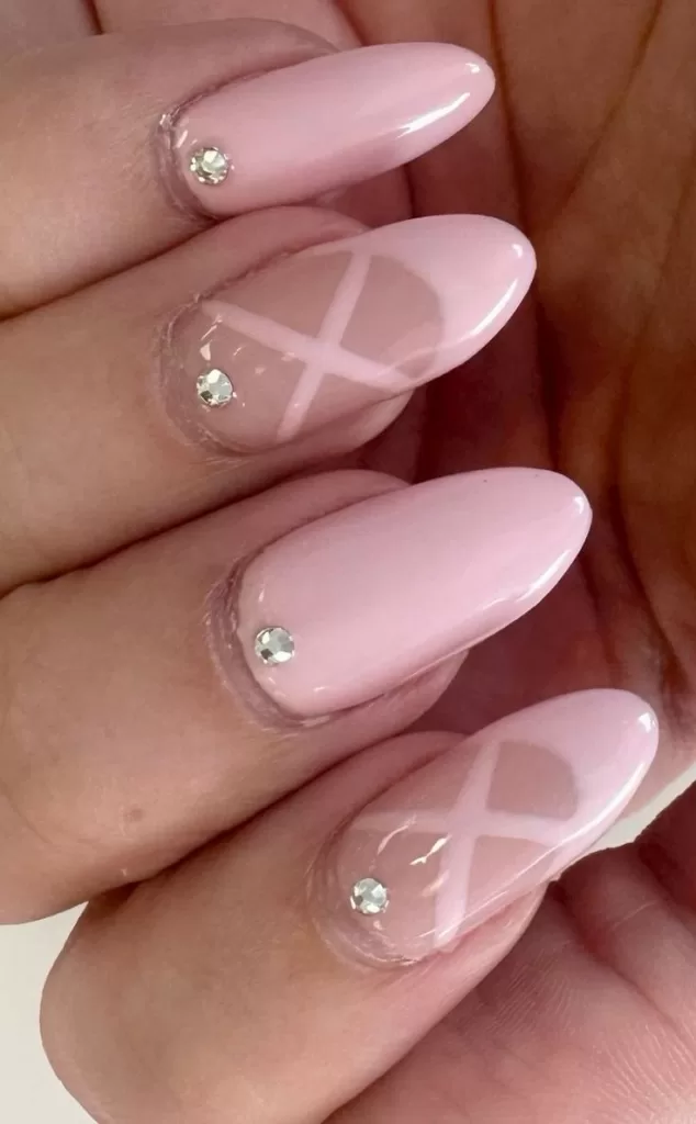 pink balletcore nail design