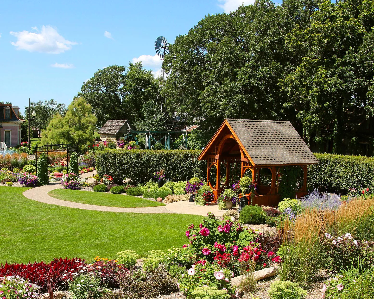 rustic gazebo with arched entry