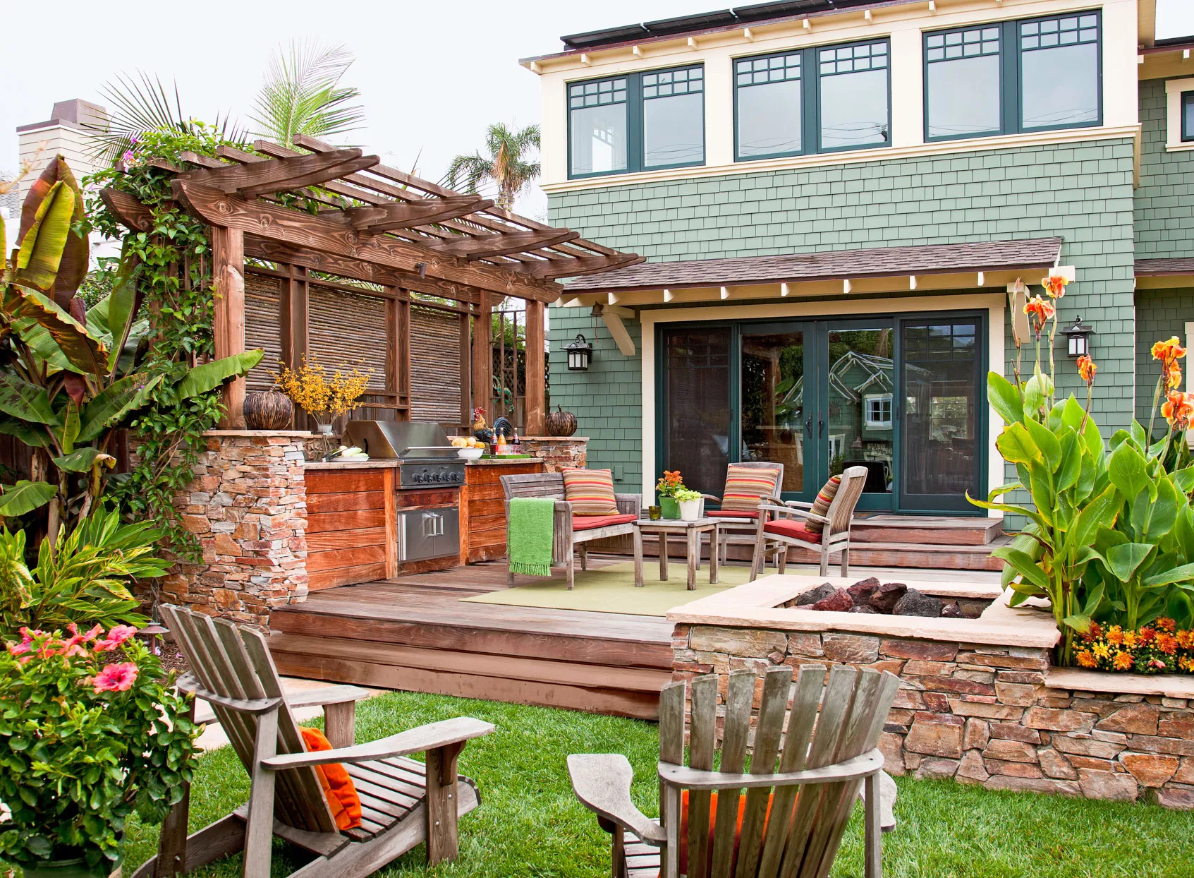 wooden deck with grilling area