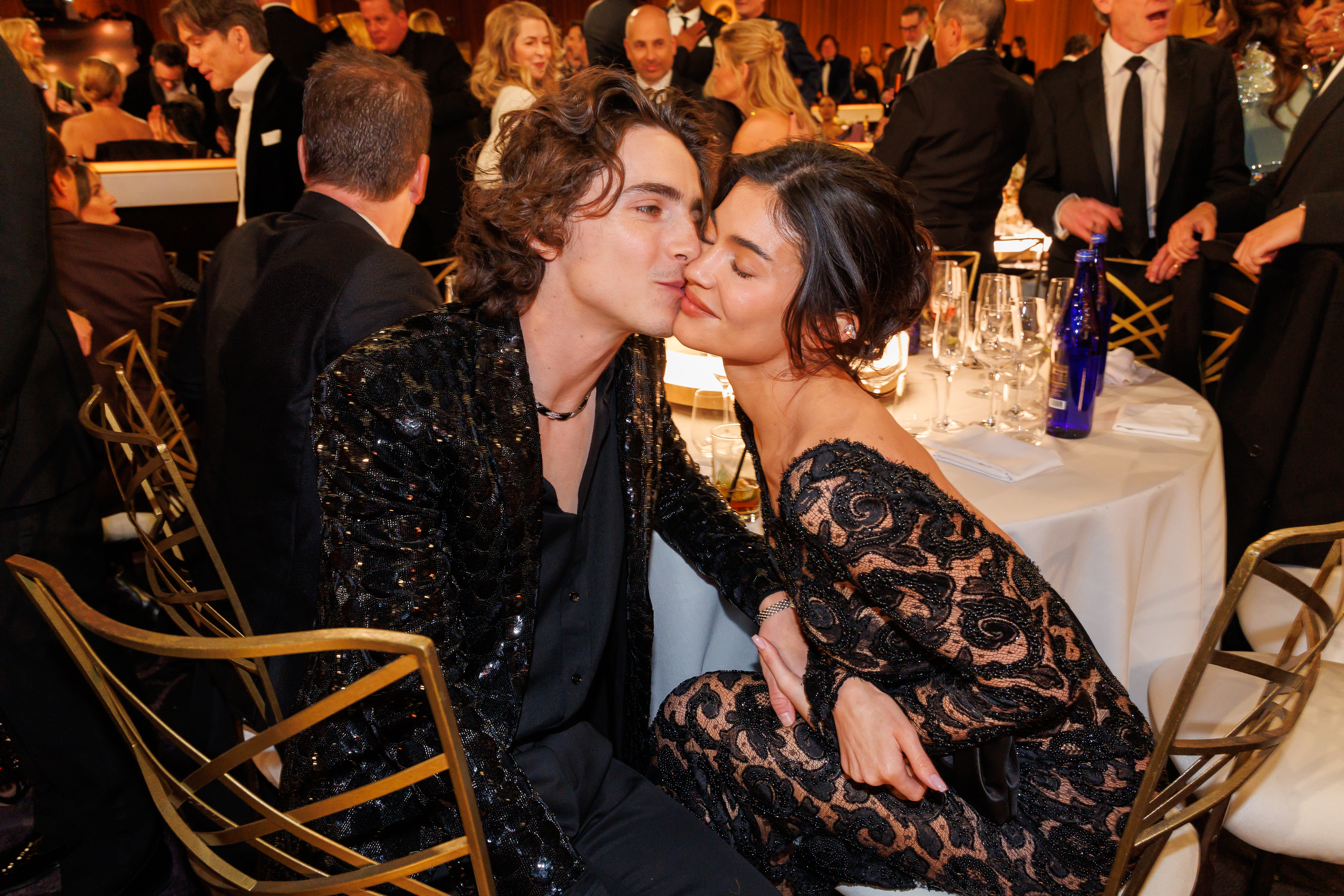 Timothée and Kylie shared a kiss at the 81st Golden Globe Awards