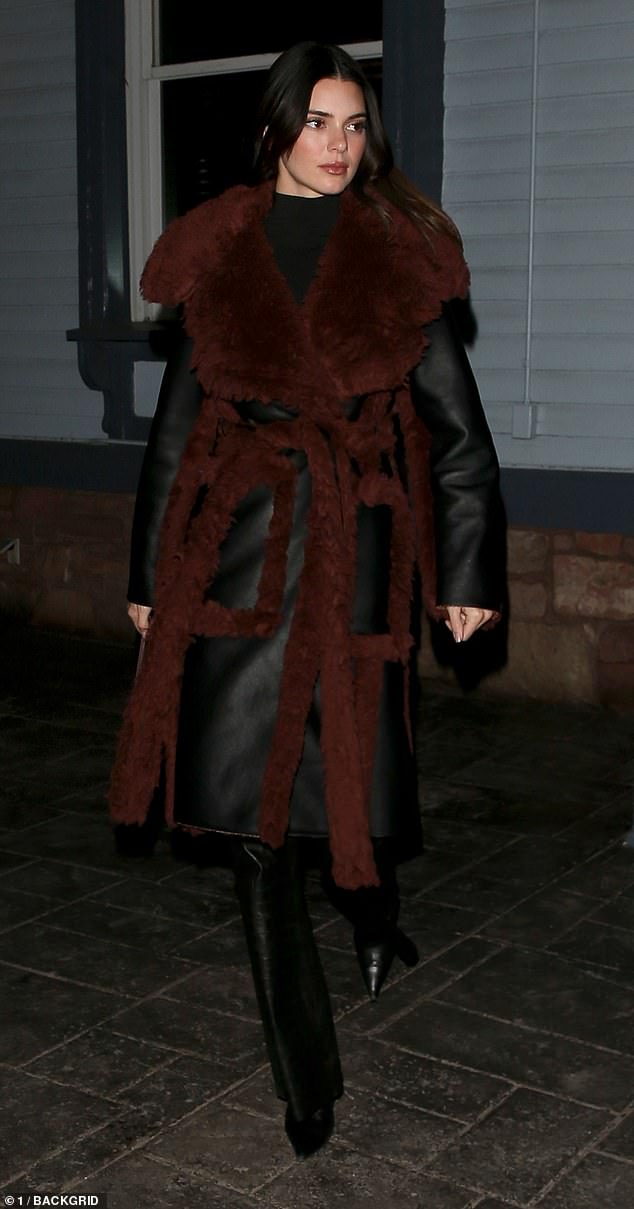 Elegant: She carried her essentials in an oval burgundy handbag and added a few extra inches to her frame with a pair of pointed black stilettos