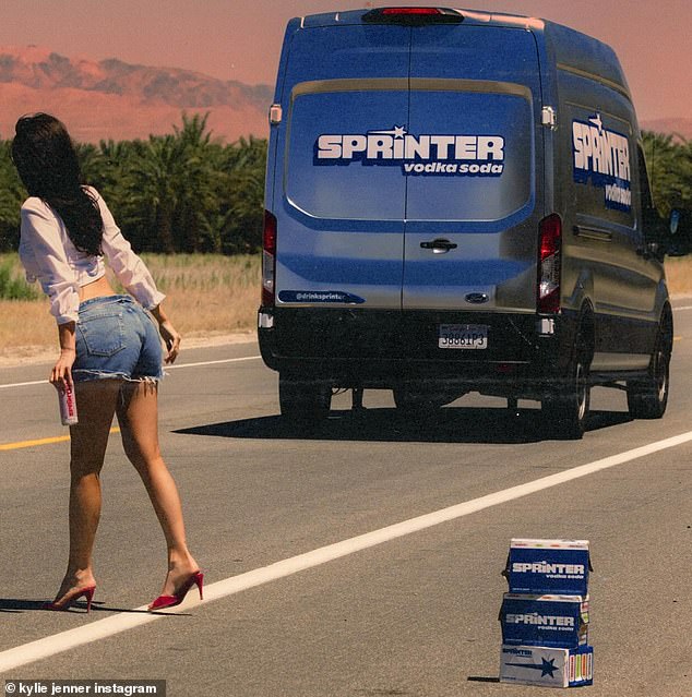 The pictures included a deft touch of branding as the automobile she was trying to flag down happened to be a Sprinter van