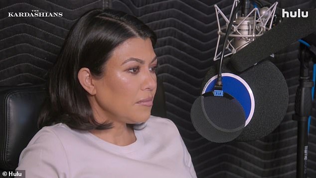 Kourtney says in the makeshift recording booth that her voice is, 'pretty monotone in general,' with a laugh'