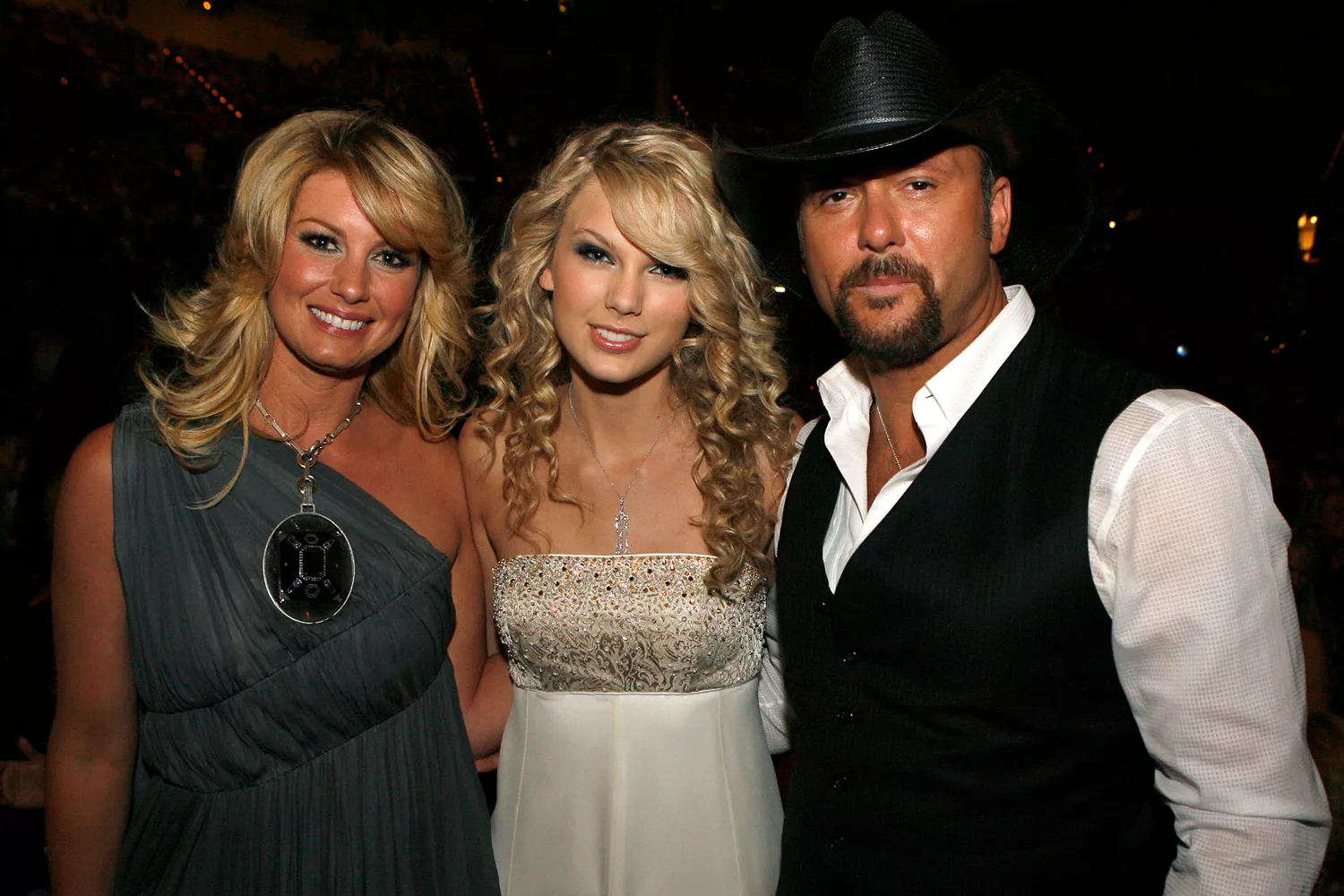 Country music artists Faith Hill, Taylor Swift and Tim McGraw in the audience during the 42nd Annual Academy Of Country Music Awards held at the MGM Grand Garden Arena on May 15, 2007