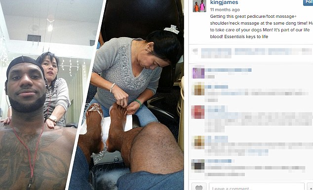 Footloose and fancy free: The Beverly Hills pedicure wasn't James's first, as this Instagram picture from February 2014 shows 