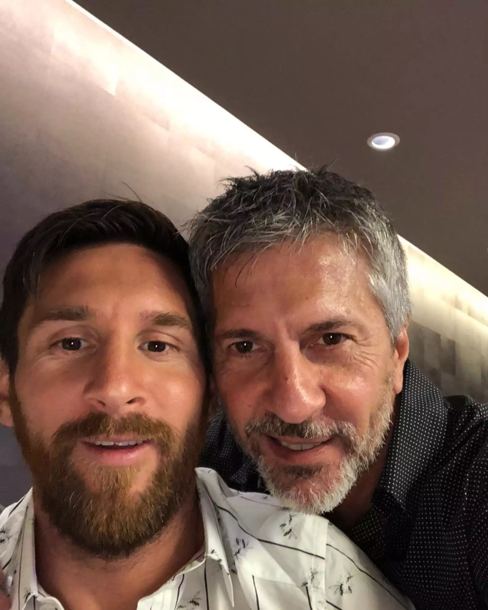 Lionel Messi and his dad Jorge Messi. 