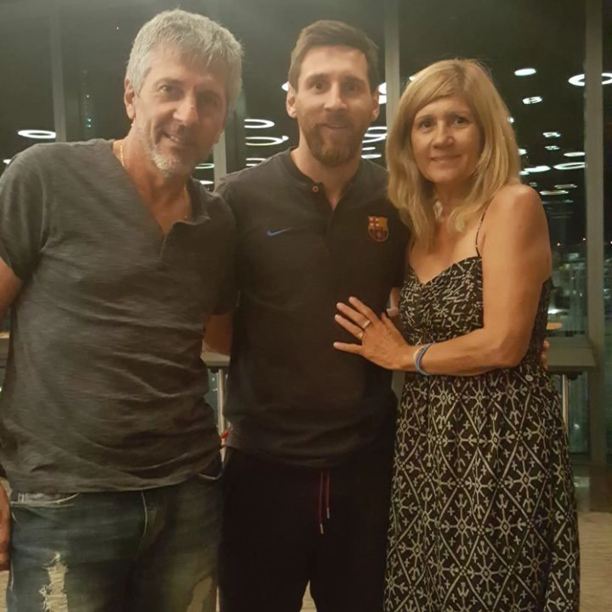 Lionel Messi and his parents Jorge Messi and Celia Cuccittini. 